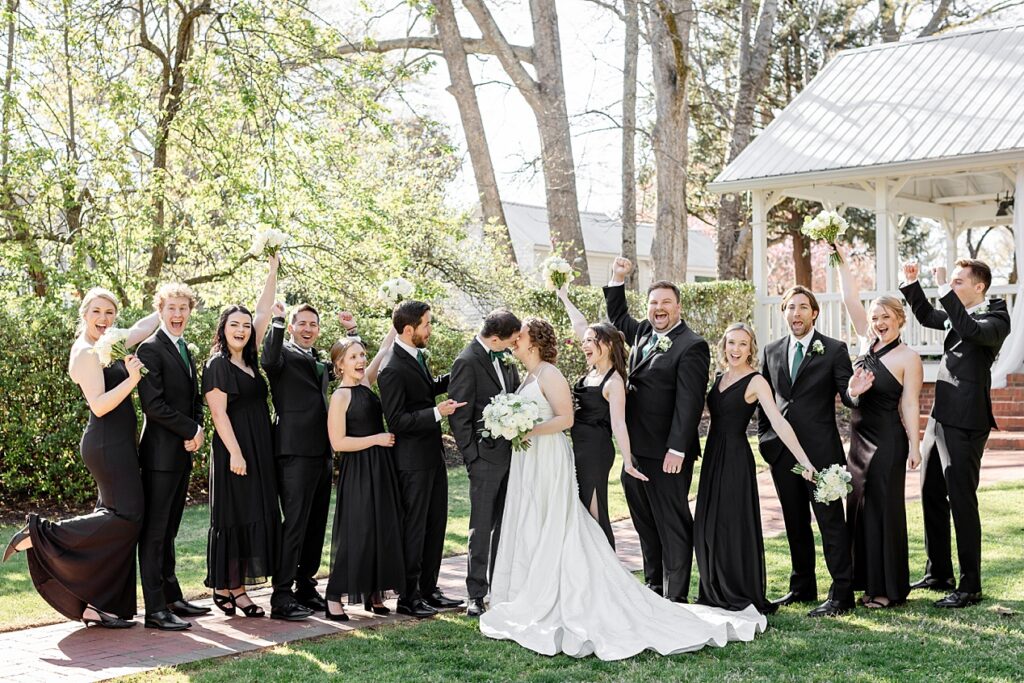 Wedding party in classic black attire
